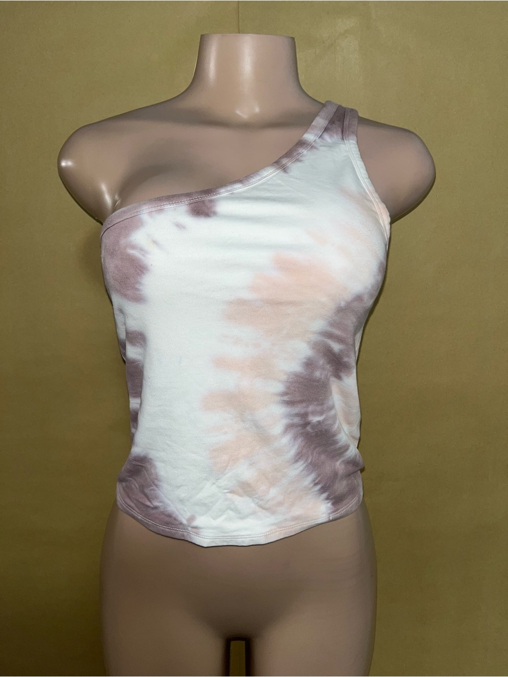 American Eagle Outfitters One-Shoulder Tie-Dye Tank - Blush & Taupe